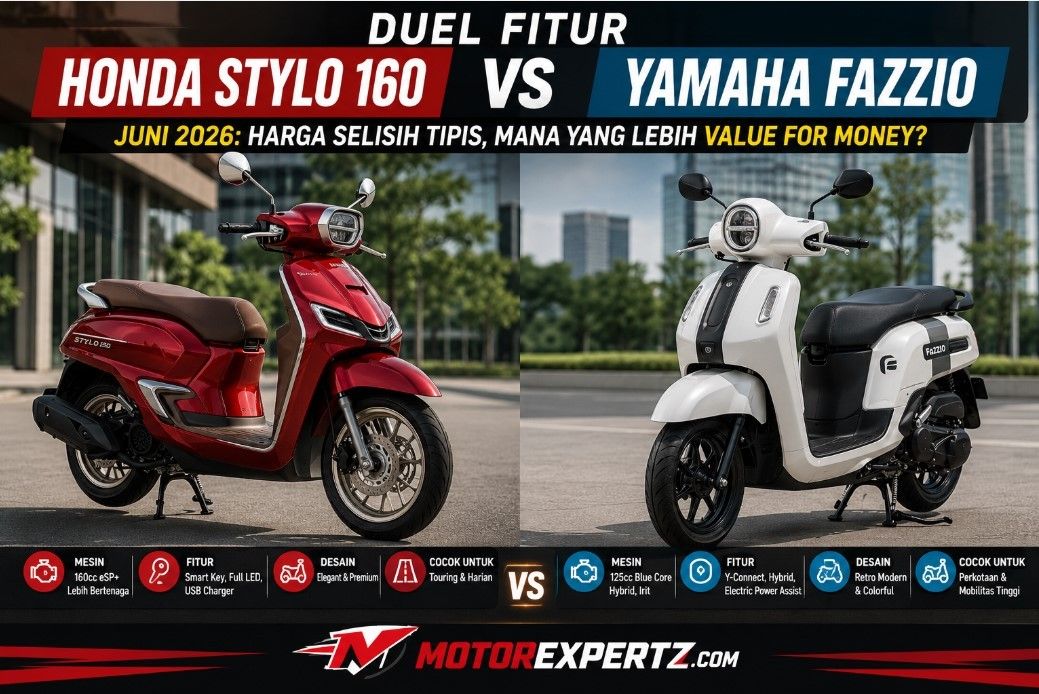 Duel Fitur Honda Stylo 160 vs Yamaha Fazzio Juni 2026: Harga Selisih Tipis, Mana yang Lebih Value for Money?