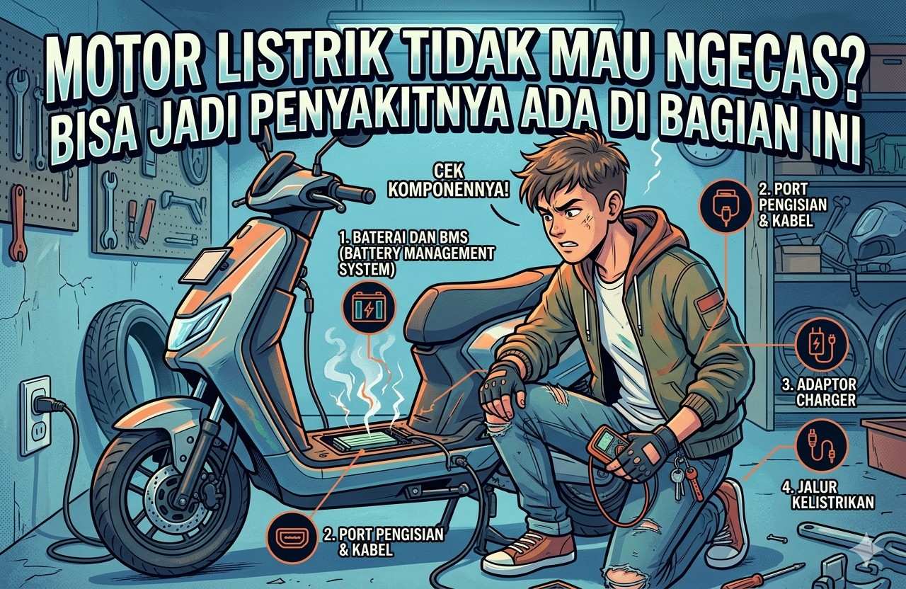 Motor Listrik Tidak Mau Ngecas? Bisa Jadi Penyakitnya Ada di Bagian Ini