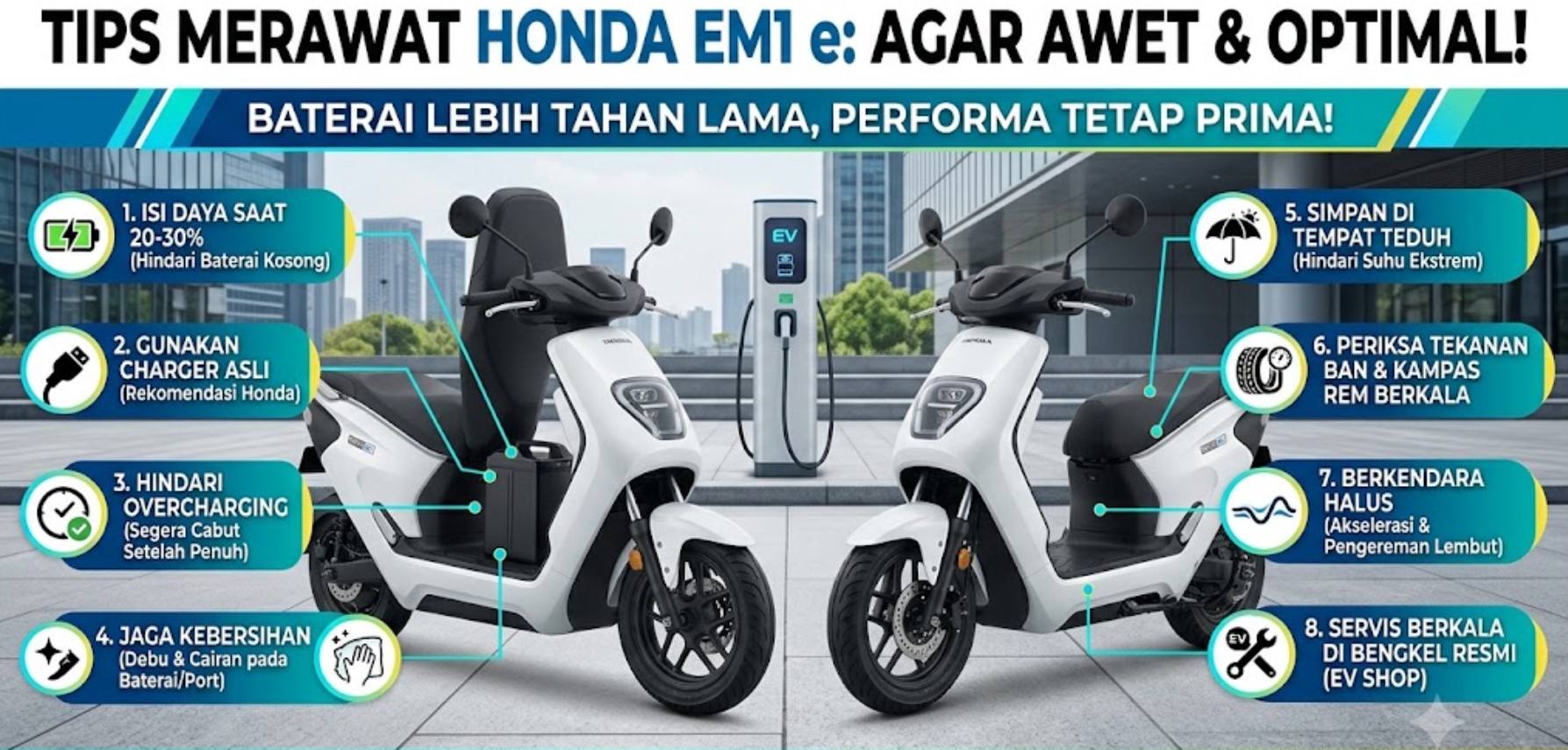 Tips Merawat Honda EM1 Agar Awet, Performa Tetap Optimal dan Baterai Lebih Tahan Lama