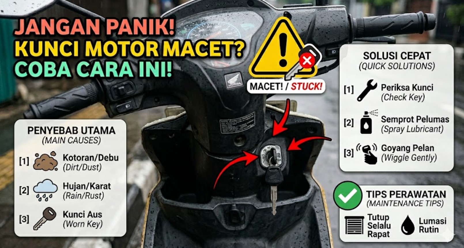 Jangan Panik! Kunci Motor Seret atau Macet Ternyata Bisa Diatasi dengan Cara Sederhana Ini