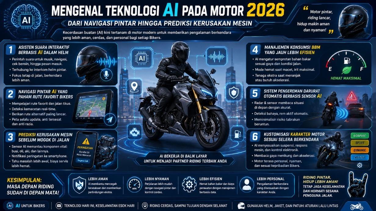 Mengenal Teknologi AI pada Motor 2026, Dari Navigasi Pintar hingga Prediksi Kerusakan Mesin