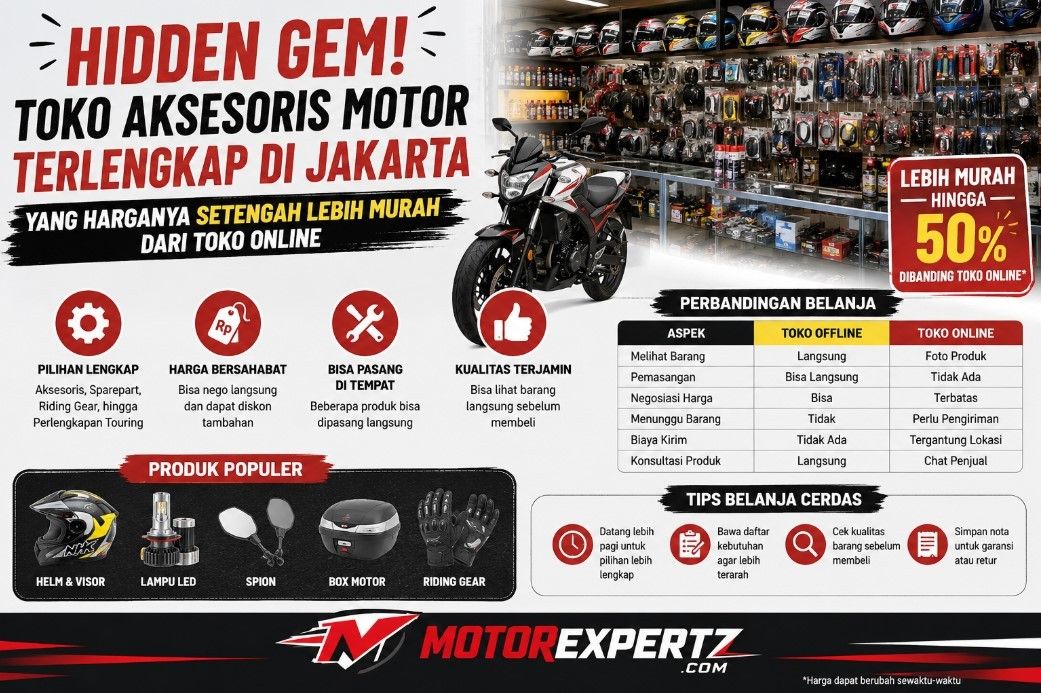 Hidden Gem! Toko Aksesoris Motor Terlengkap di Jakarta yang Harganya Setengah Lebih Murah dari Toko Online