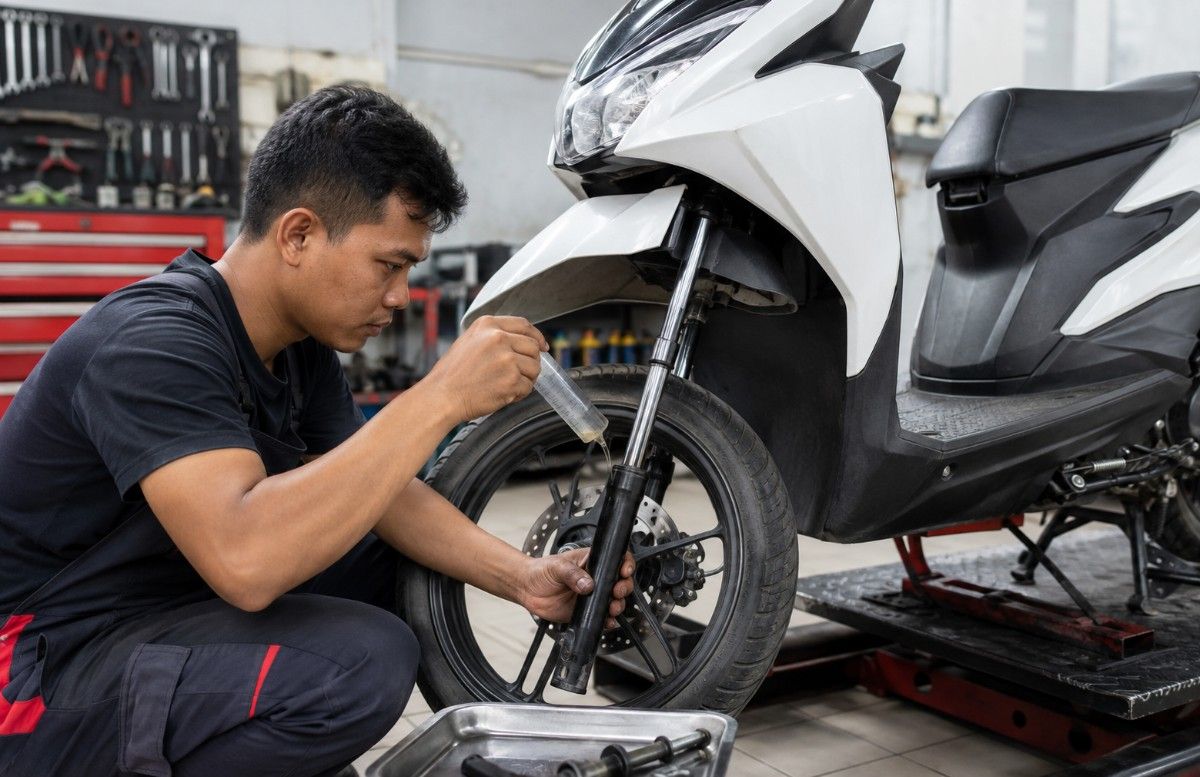 Jangan Kebanyakan, Segini Takaran Ideal Oli Shock Depan Honda BeAT
