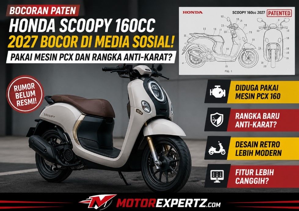 Bocoran Paten Honda Scoopy 160cc 2027 Bocor di Media Sosial, Pakai Mesin PCX dan Rangka Anti-Karat?