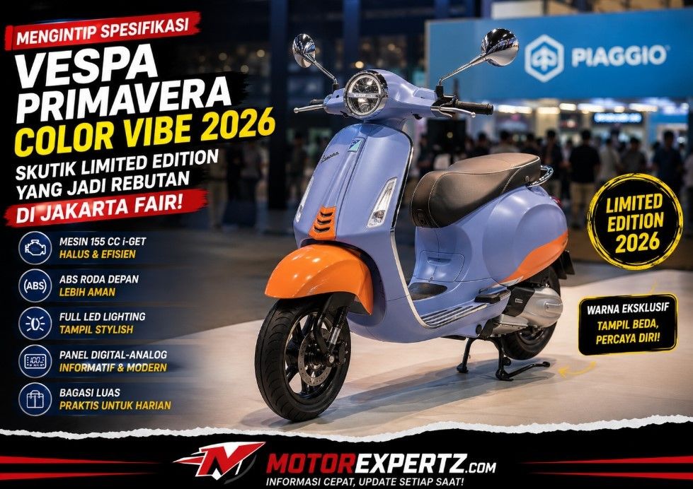 Mengintip Spesifikasi Vespa Primavera Color Vibe 2026, Skutik Limited Edition yang Jadi Rebutan di Jakarta Fair