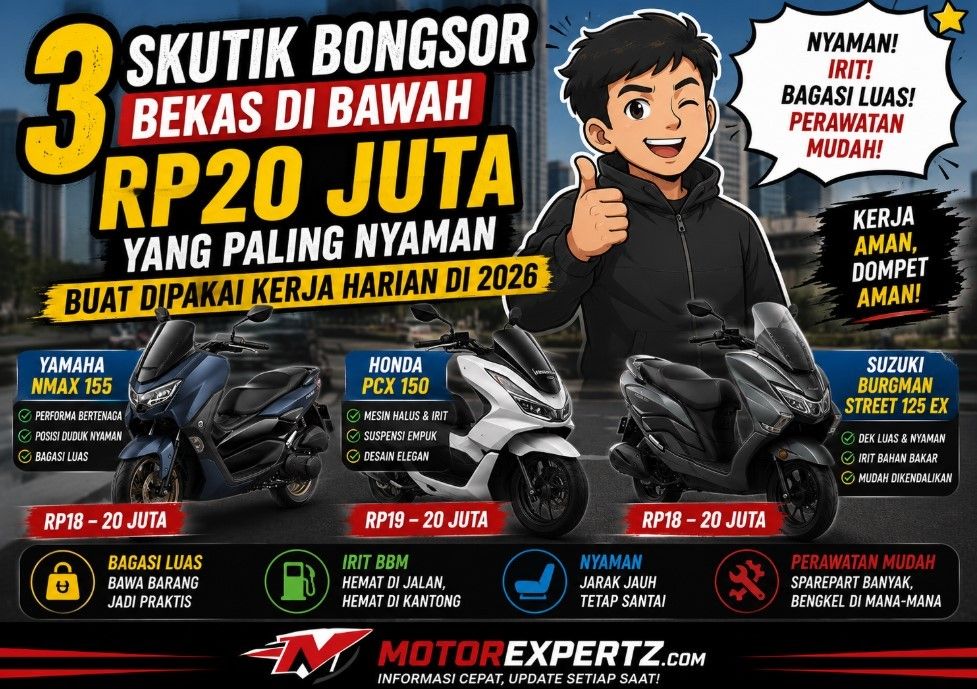 3 Skutik Bongsor Bekas di Bawah Rp20 Juta yang Paling Nyaman Buat Dipakai Kerja Harian di 2026