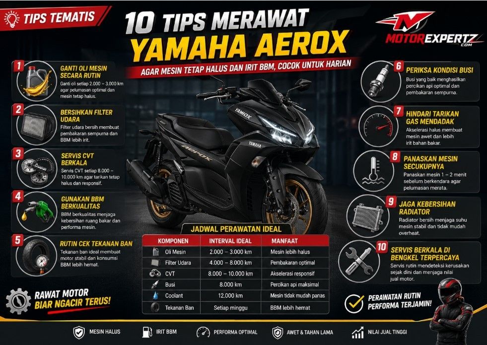 10 Tips Merawat Yamaha Aerox agar Mesin Tetap Halus dan Irit BBM, Cocok untuk Harian