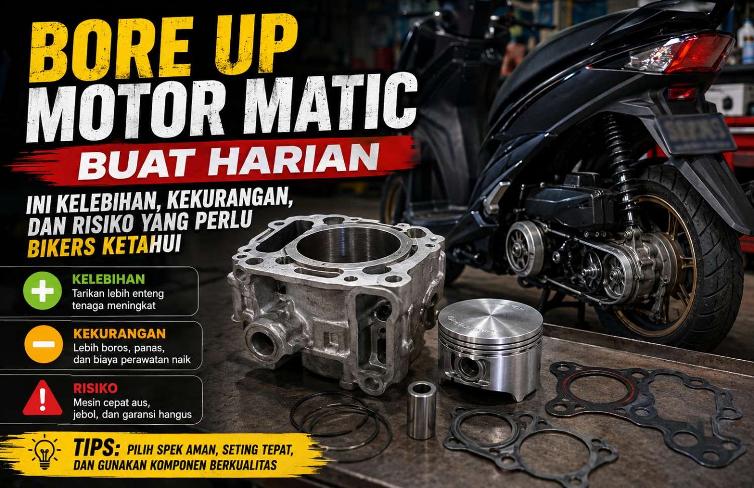 Bore Up Motor Matic Buat Harian? Ini Kelebihan, Kekurangan, dan Risiko yang Perlu Bikers Ketahui