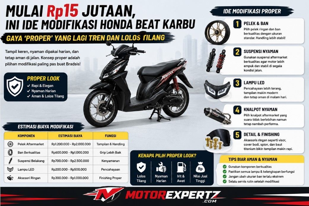 Mulai Rp15 Jutaan, Ini Ide Modifikasi Honda Beat Karbu Gaya 'Proper' yang Lagi Tren dan Lolos Tilang