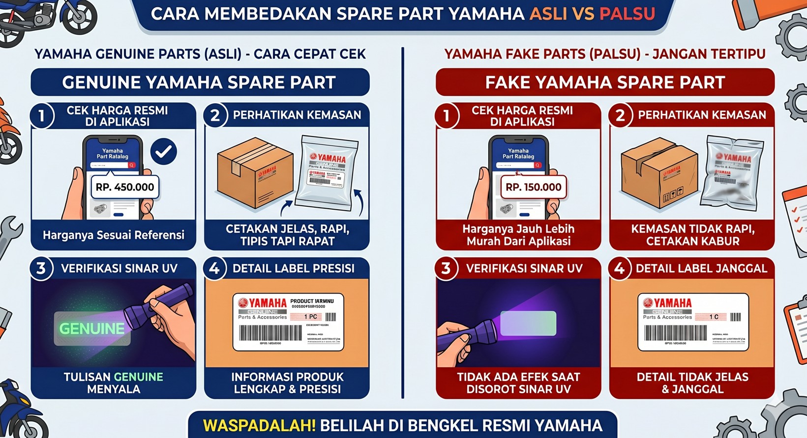Jangan Sampai Ketipu! Begini Cara Mudah Membedakan Spare Part Yamaha Asli dan Palsu Menurut Ahli Bengkel