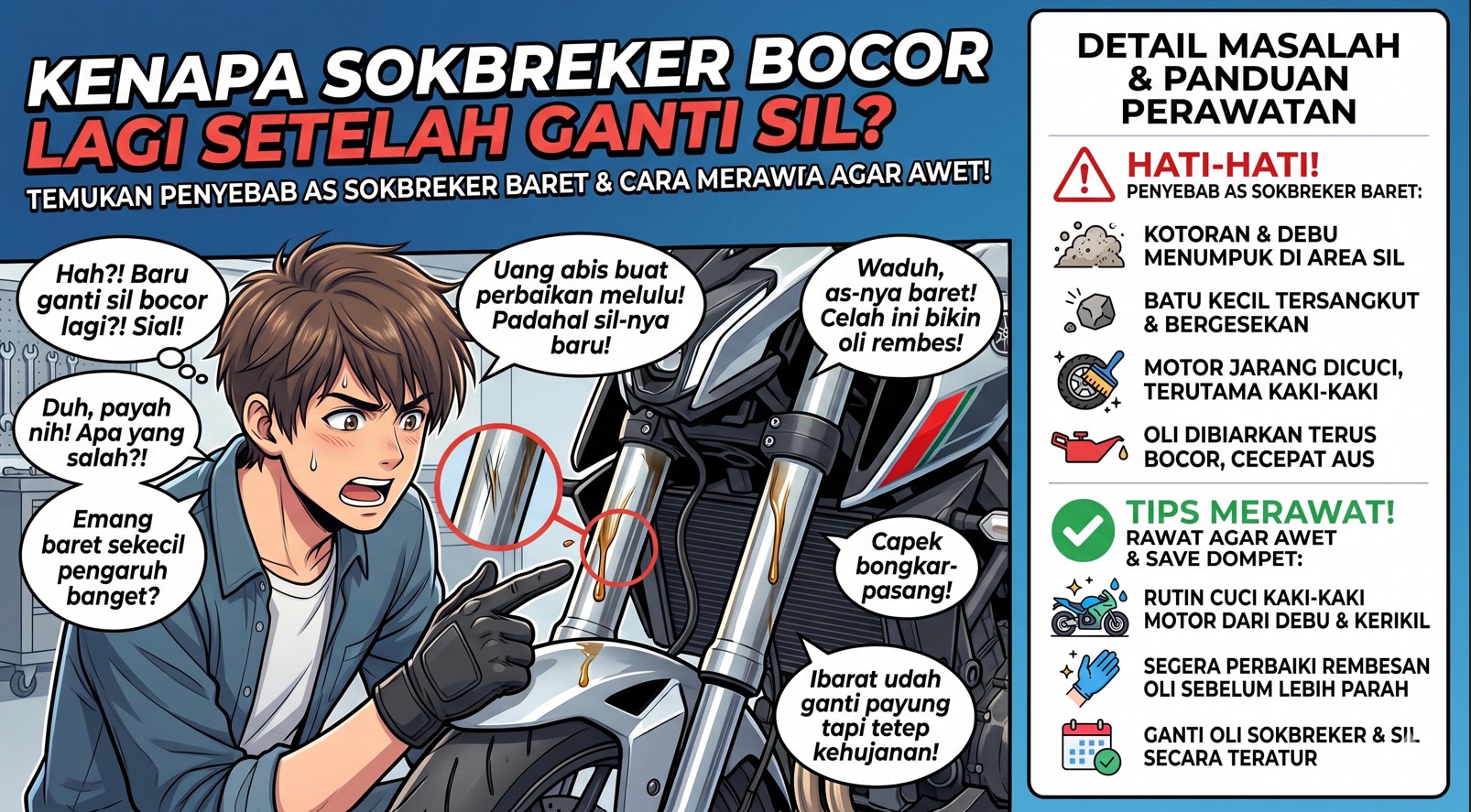 Sil Oli Sokbreker Baru tetapi Masih Bocor? Kemungkinan Besar Masalahnya Ada di Sini