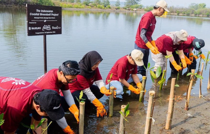 Jaga Pesisir dari Abrasi, Suzuki Tanam Ribuan Mangrove di Pangandaran