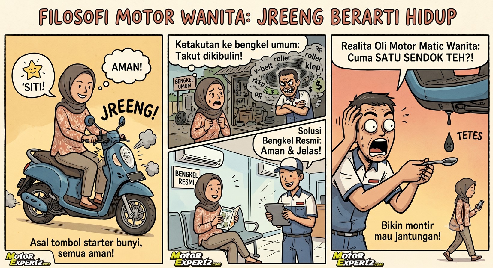 Biar Nggak Jadi 'Korban' di Bengkel, Cewek Modern Harus Paham Literasi Dasar Motor Matic