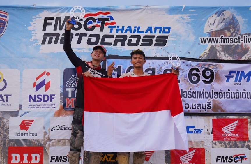 Kado HUT RI ke-81, M Zidane dan Diva Ismayana Bawa Merah Putih Berkibar di FMSCT Thailand Motocross 2026 Round 8