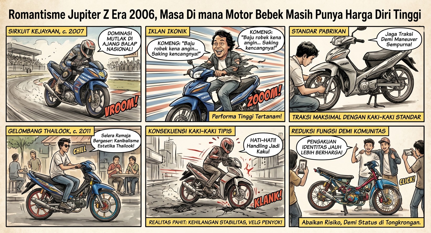 Romantisme Jupiter Z Era 2006, Masa Di mana Motor Bebek Masih Punya Harga Diri Tinggi Sebelum Joknya Dipapas Setipis Kerupuk