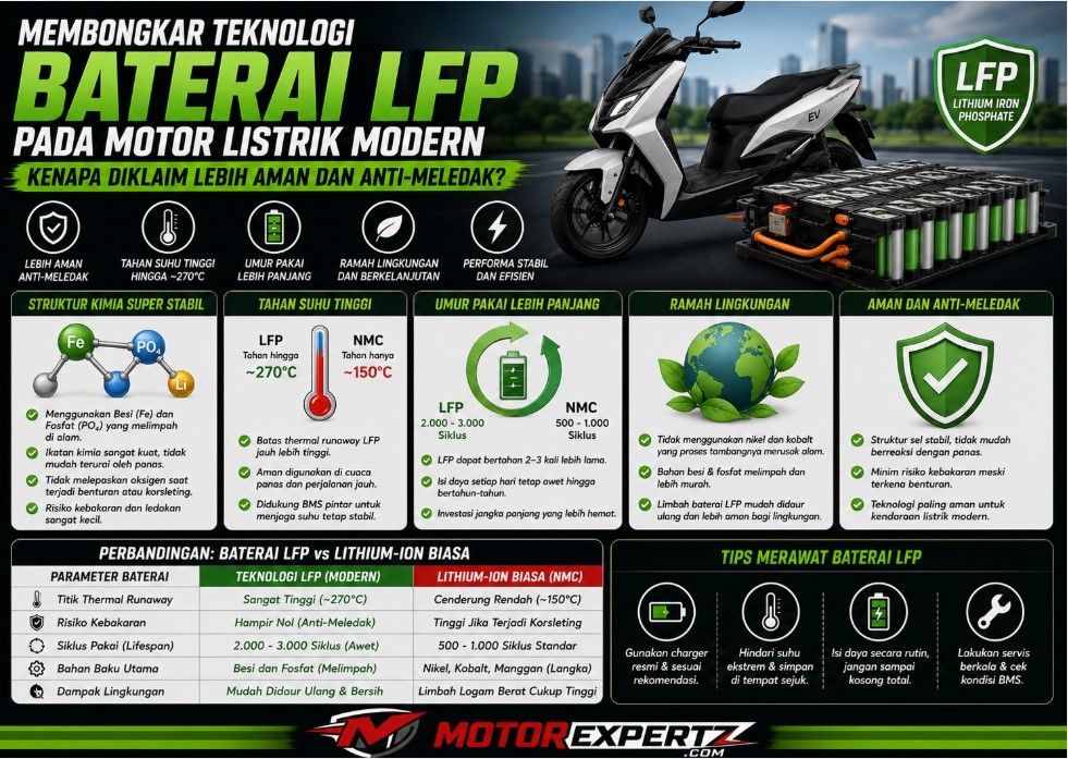 Membongkar Teknologi Baterai LFP pada Motor Listrik Modern: Kenapa Diklaim Lebih Aman dan Anti-Meledak?