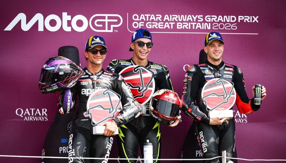 Gacor! Trio Aprilia Dominasi Podium MotoGP Inggris 2026