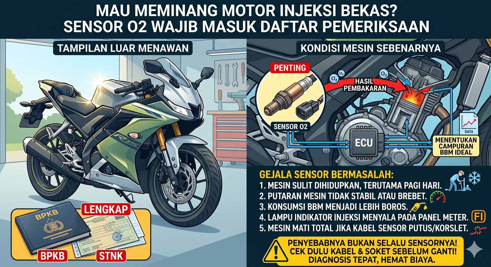 Mau Meminang Motor Injeksi Bekas? Sensor O2 Wajib Masuk Daftar Pemeriksaan