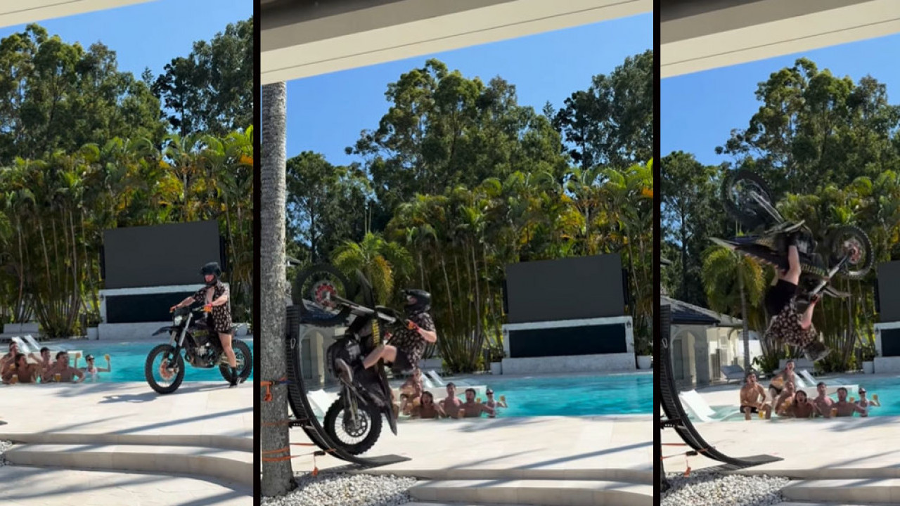 Influencer Ini Mampu Lakukan Backflip dengan Motor KTM 500 EXC-F di Pinggir Kolam