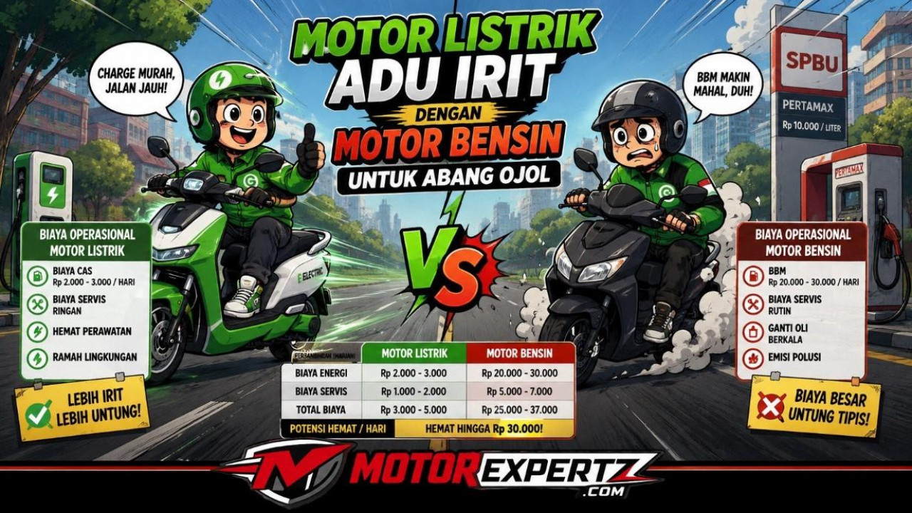 Motor Listrik vs Motor Bensin untuk Ojek Online: Hitungan Biaya Operasional, Lebih Untung Mana?