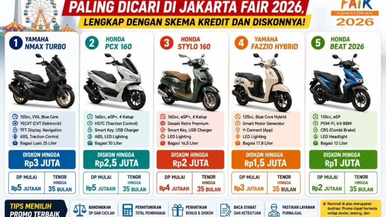 5 Motor Matic Paling Dicari di Jakarta Fair 2026, Lengkap dengan Skema Kredit dan Diskonnya!