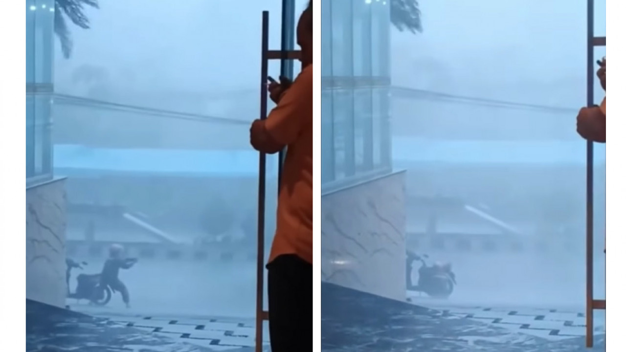 Kocak! Pemotor Ini Lakukan Adegan Avatar untuk Hentikan Hujan Deras, Dijawab Petir Langsung Kicep