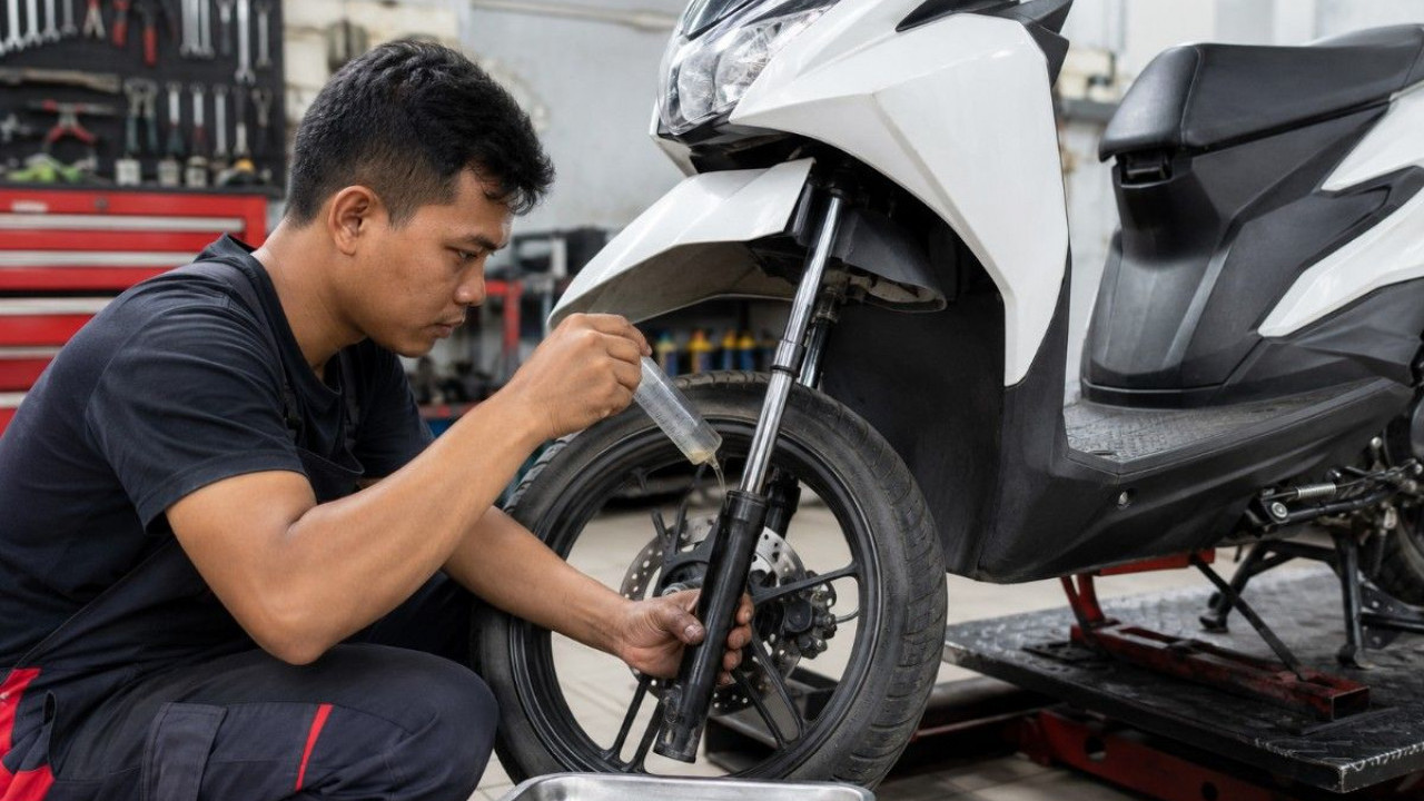 Jangan Kebanyakan, Segini Takaran Ideal Oli Shock Depan Honda BeAT