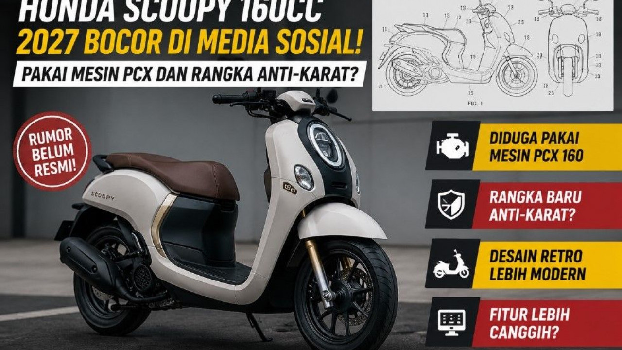 Bocoran Paten Honda Scoopy 160cc 2027 Bocor di Media Sosial, Pakai Mesin PCX dan Rangka Anti-Karat?