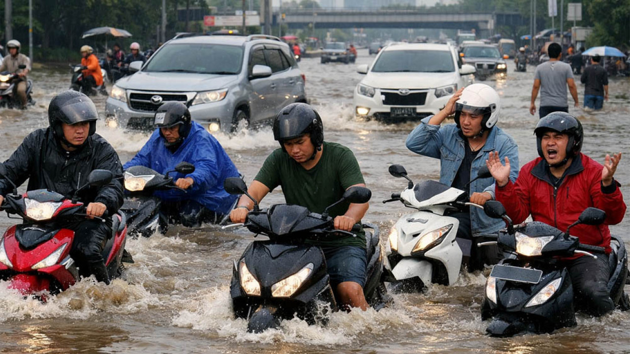 Motor Mendadak Mati Saat Terjang Banjir? Ini Langkah Aman yang Wajib Dilakukan