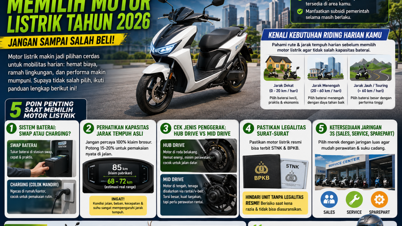 How to: Panduan Lengkap Memilih Motor Listrik Tahun 2026, Jangan Sampai Salah Beli