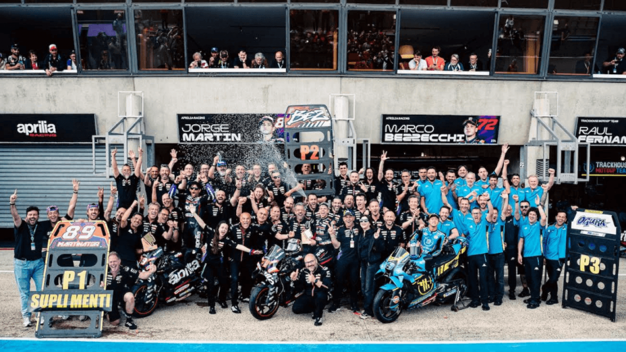Aprilia Pecah Telur! Cetak Hattrick Perdana di Sirkuit Le Mans Prancis