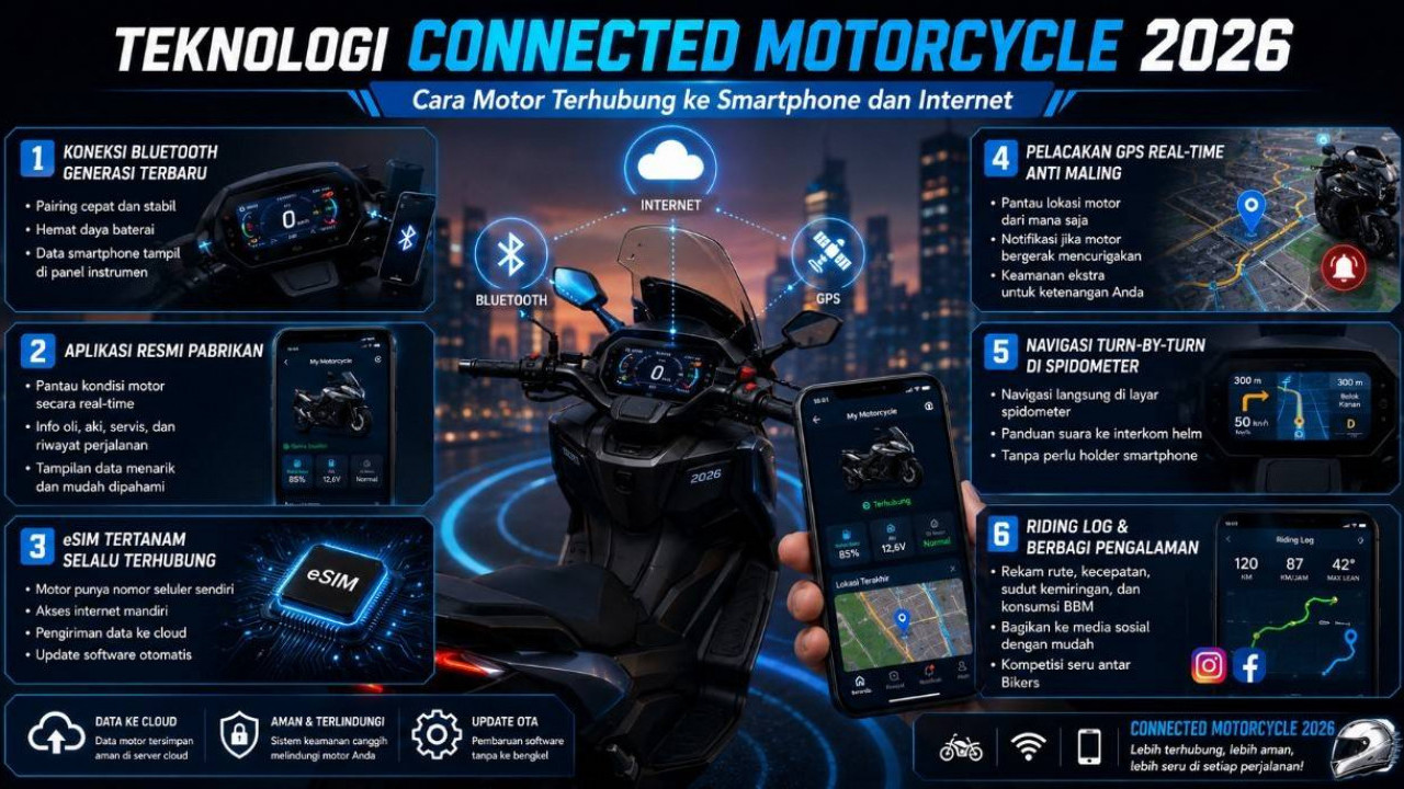 Teknologi Connected Motorcycle 2026: Cara Motor Terhubung ke Smartphone dan Internet