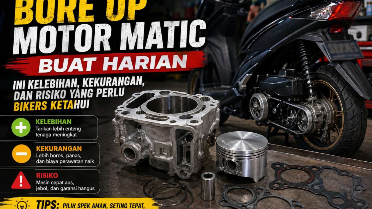 Bore Up Motor Matic Buat Harian? Ini Kelebihan, Kekurangan, dan Risiko yang Perlu Bikers Ketahui