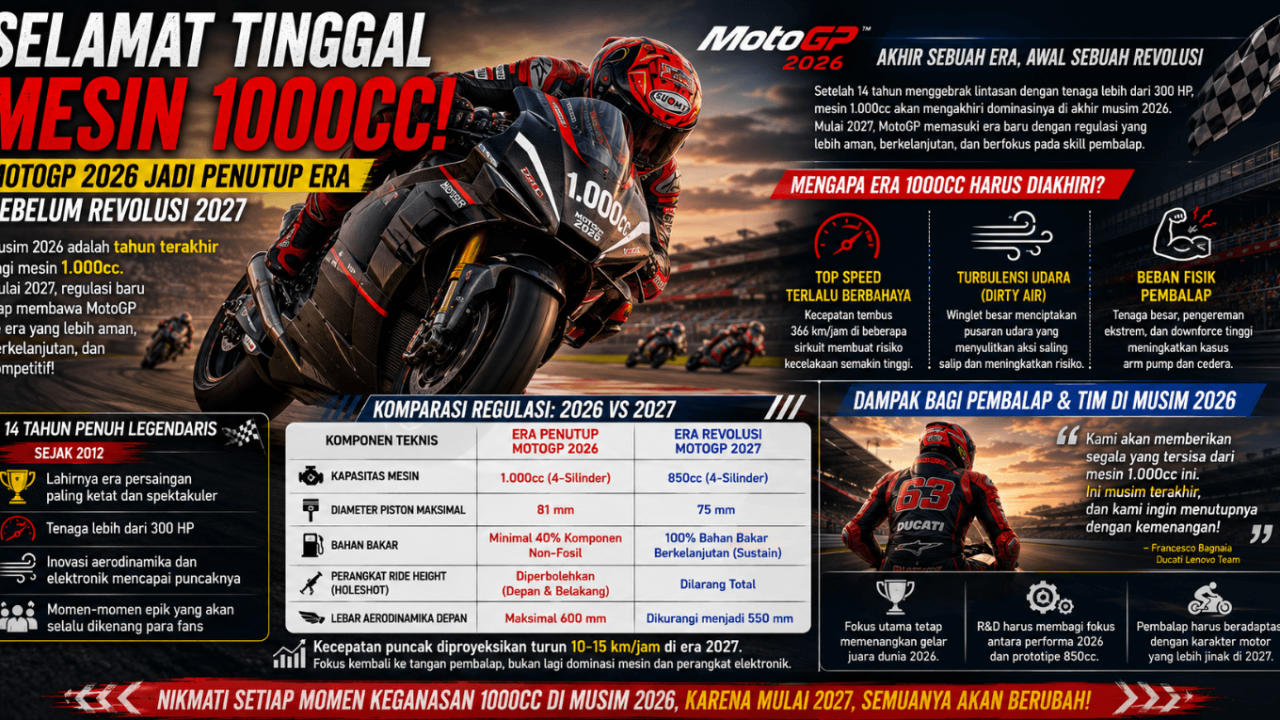 Selamat Tinggal Mesin 1000cc! MotoGP 2026 Jadi Penutup Era Sebelum Revolusi 2027