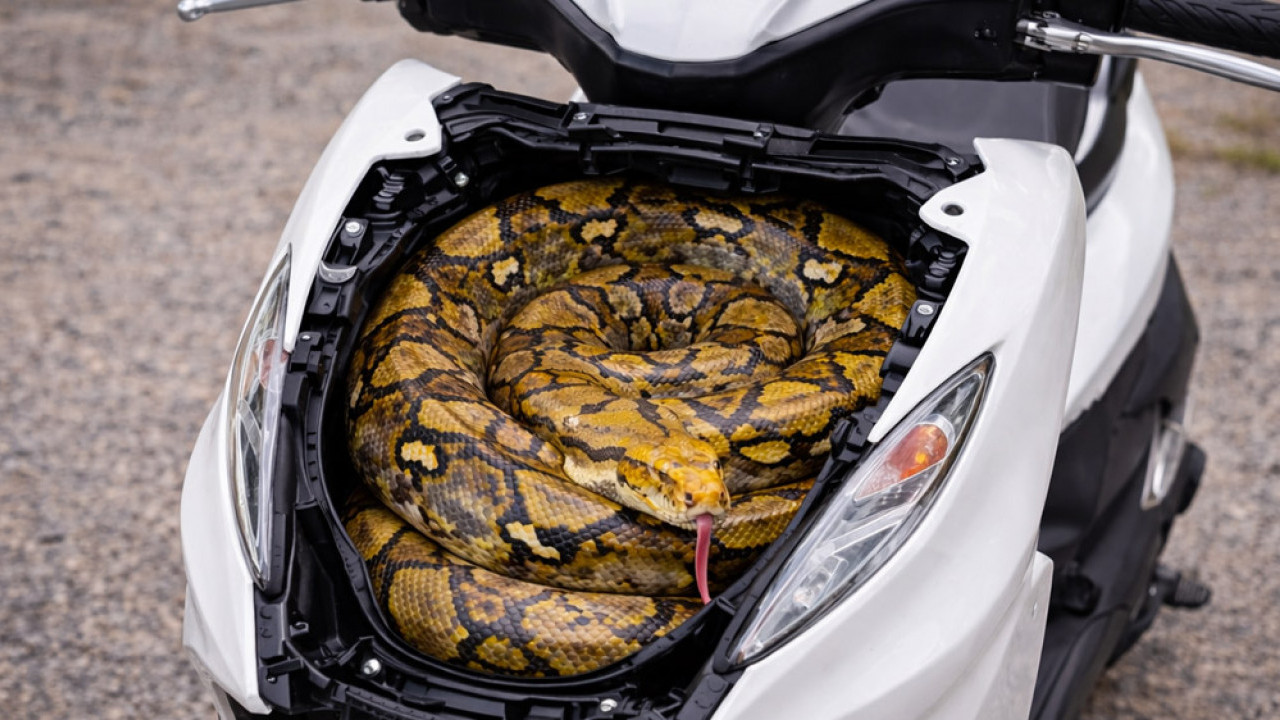Bikin Lemas! Dikira Mesin Rusak, Pemilik Motor Honda Ini Temukan Ular di Balik Bodi