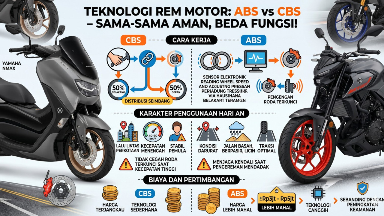 Teknologi Rem Motor ABS dan CBS yang Sama-sama Aman, Tapi Berbeda Fungsi