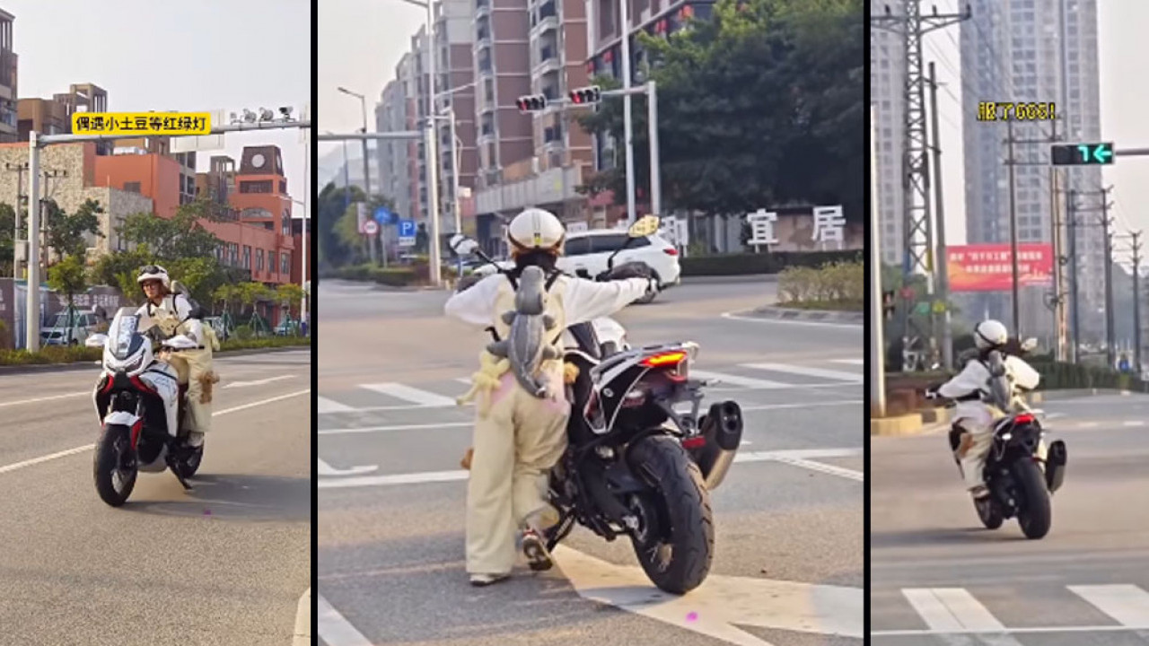 Lucu! Biker Ini Buktikan Jika Cewek Botol Yakult Juga Bisa Bawa Motor Gede