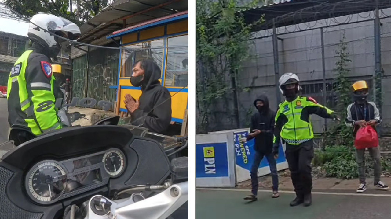 Waduh! Sudah Melanggar, Banyak Alasan, Akhirnya Pengendara Ini Dihukum Bersihkan Sampah oleh Polisi