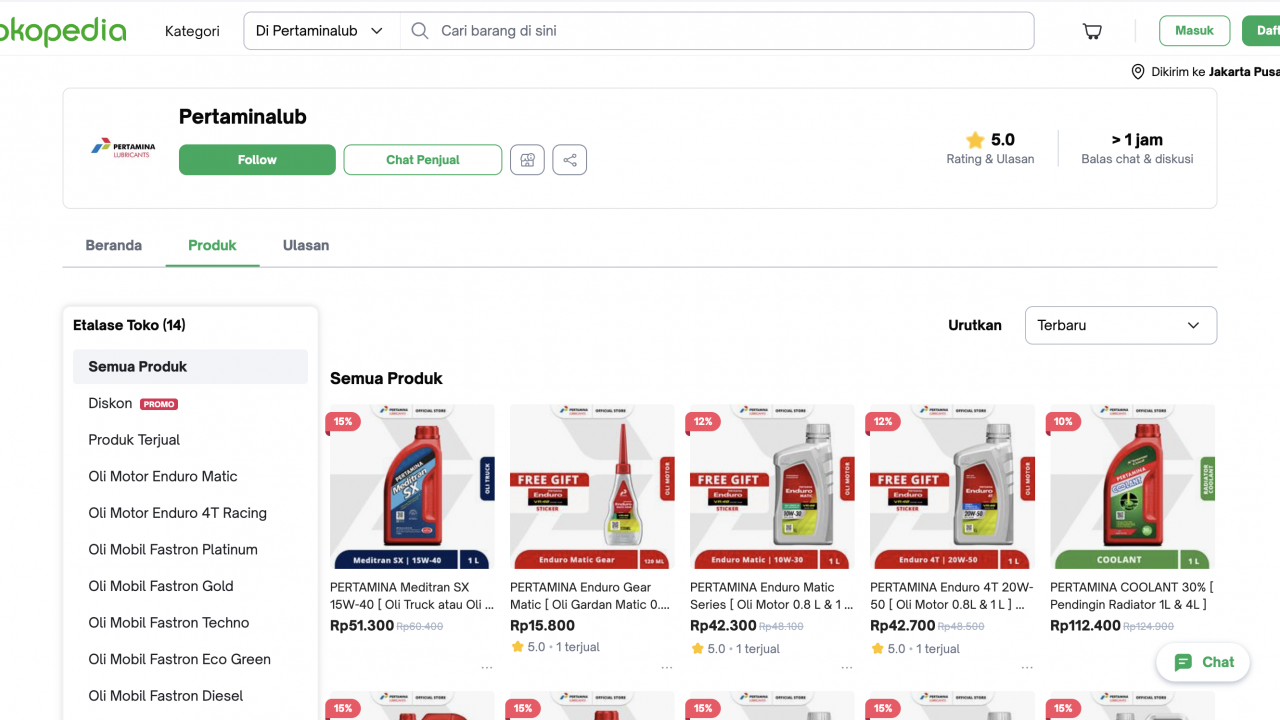 Makin Gampang! Beli Oli Asli Pertamina Kini Bisa Lewat Tokopedia, TikTok Shop, dan Shopee