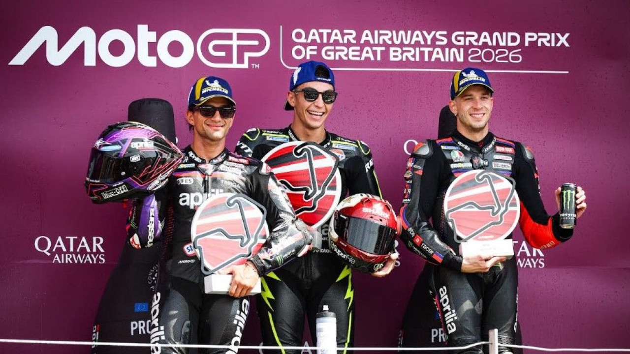 Gacor! Trio Aprilia Dominasi Podium MotoGP Inggris 2026