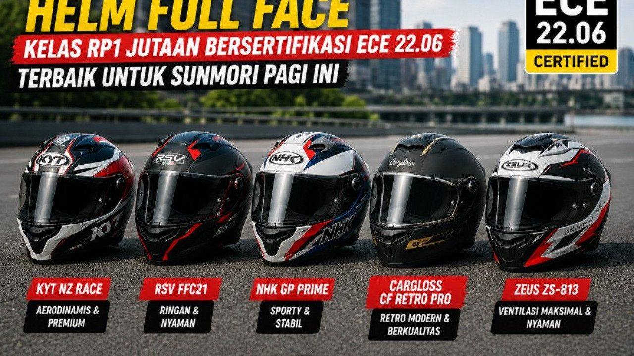 Rekomendasi Helm Full Face Kelas Rp1 Jutaan Bersertifikasi ECE 22.06 Terbaik untuk Sunmori Pagi Ini