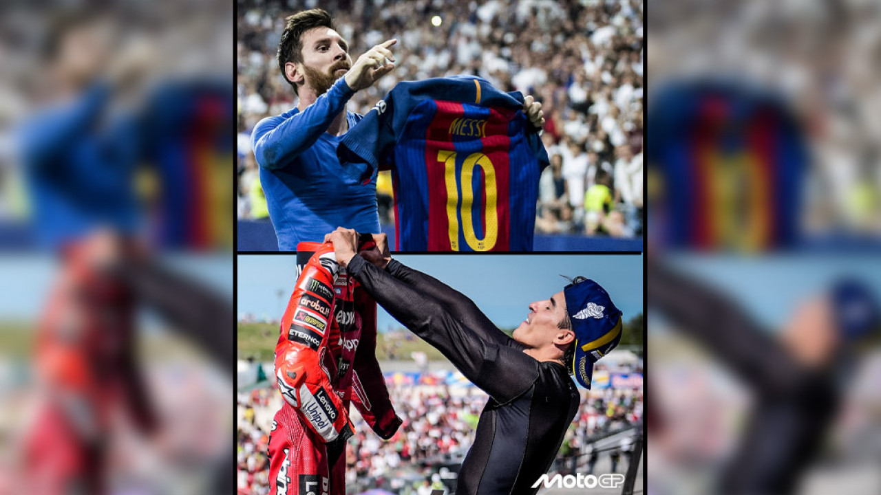 Momen Marc Marquez Tiru Selebrasi Jemur Baju ala Lionel Messi