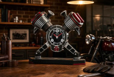 Punya Desain Mirip Mesin V-Twin, Jam Meja Ini Dibuat Secara Eksklusif di Prancis